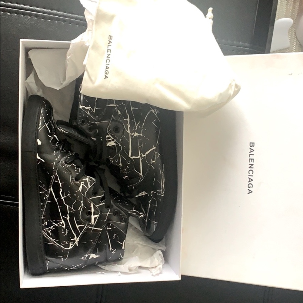 Balenciaga Pelle S Gomm Veau Effet Marbre Noir